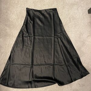 Black Satin midi skirt